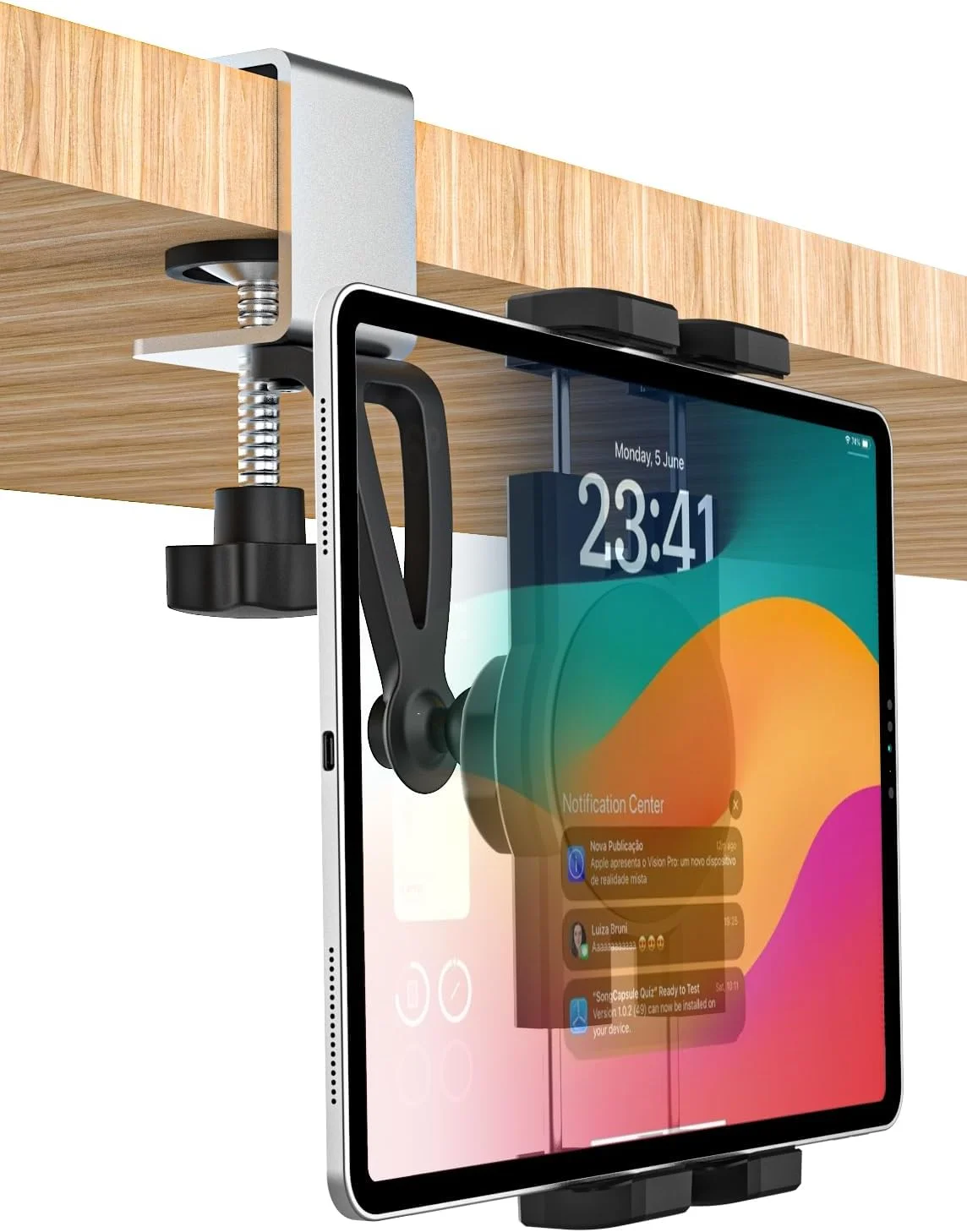 نگهدارنده تبلت کابینت آشپزخانه GDZN، [گیره فلزی C شکل] پایه تبلت زیر کابینتی با چرخش 360 درجه برای آیپد پرو 11 12.9 ایر مینی، گلکسی تب، زد فولد، فایر، کتابخوان الکترونیکی، سرفیس پرو، دستگاه های 4-13 اینچی