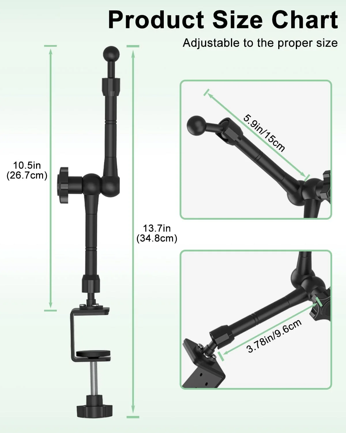 نگهدارنده تبلت کابینتی برای آشپزخانه/کمد، بازوی فلزی تاشو و قابل تنظیم 360 درجه، پایه گیره ای رومیزی برای آیپد پرو 13 ایر مینی، دستگاه های 6.1-15.6 اینچی و قاب های ضخیم [تا 1.18 اینچ]