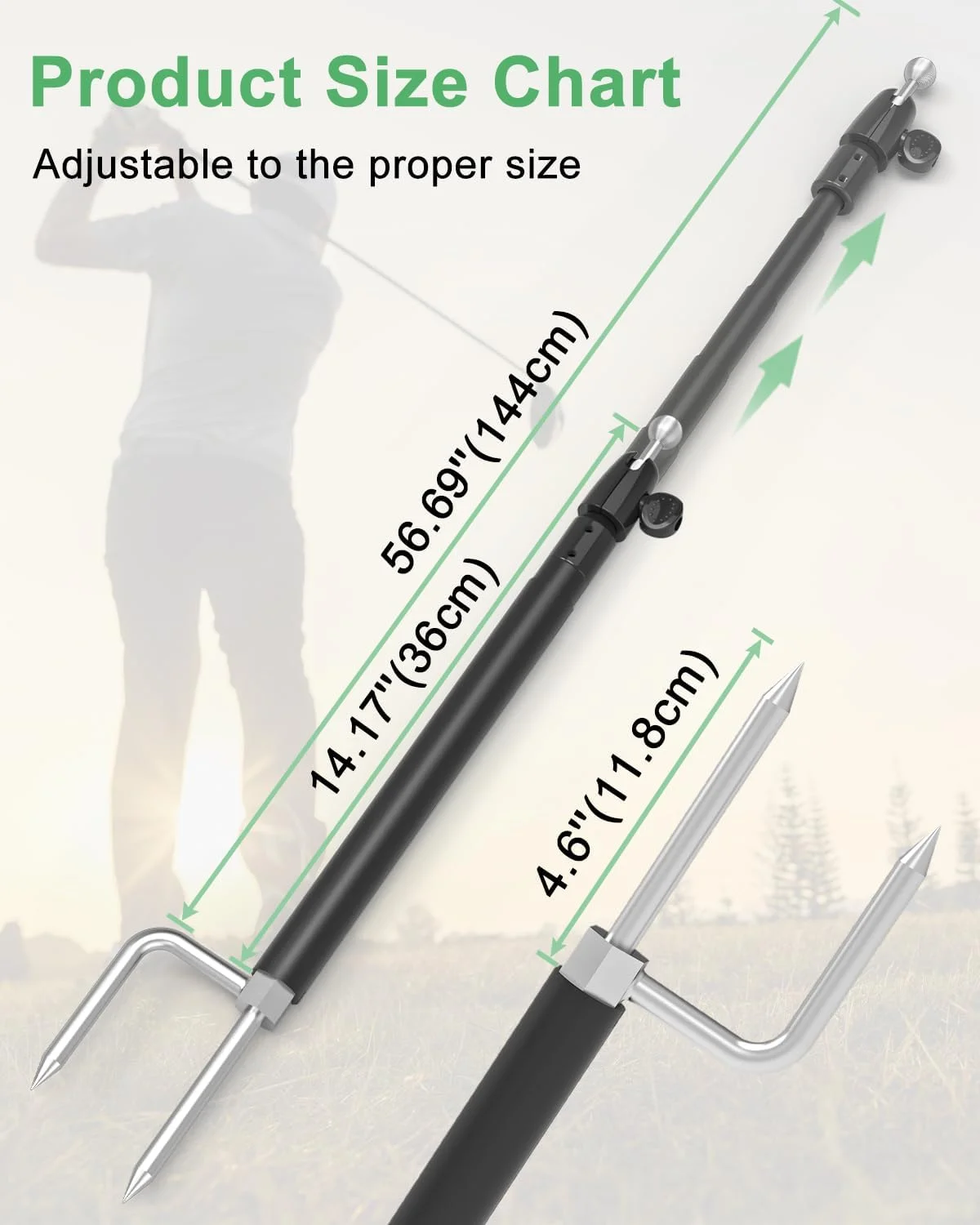 پایه تبلت تک پایه گلف با میخ های زمینی، پایه تبلت فلزی تاشو 360 درجه با نصب سریع برای استفاده در فضای باز، مناسب برای آیپد پرو/ایر/مینی، گلکسی، دستگاه های 6.1-15.6 اینچی و قاب های ضخیم [تا 1.18 اینچ]