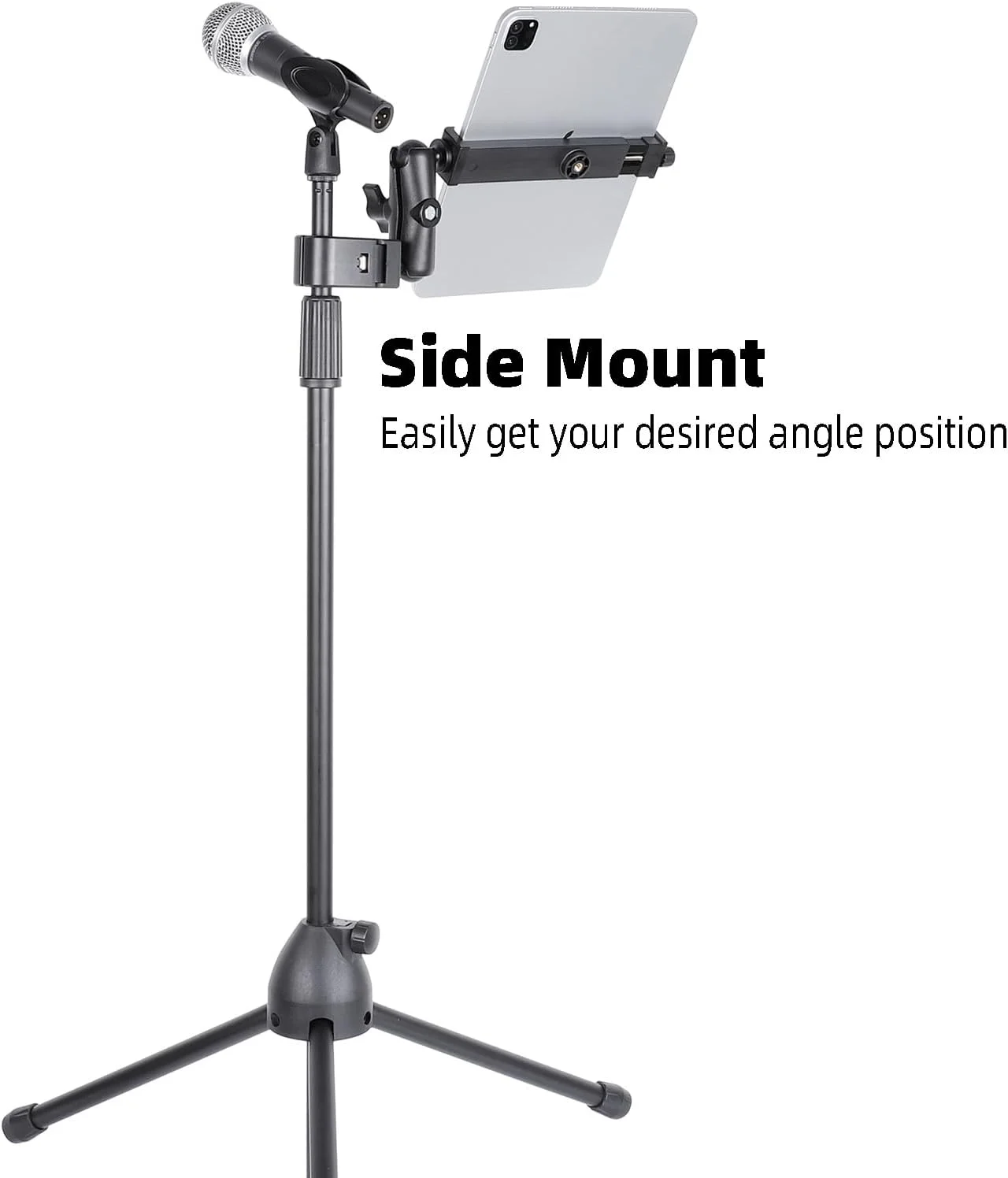 نگهدارنده آیپد - نگهدارنده تبلت نصب جانبی برای پایه میکروفون، با قابلیت چرخش 360 درجه دوگانه، قابل تنظیم برای آیپد پرو 12.9 ایر مینی و سایر تبلت های 6.5-15 اینچی نگهدارنده آیپد - نگهدارنده تبلت نصب جانبی برای پایه میکروفون، با قابلیت چرخش 360 درجه دوگانه، قابل تنظیم برای آیپد پرو 12.9 ایر مینی و سایر تبلت های 6.5-15 اینچی