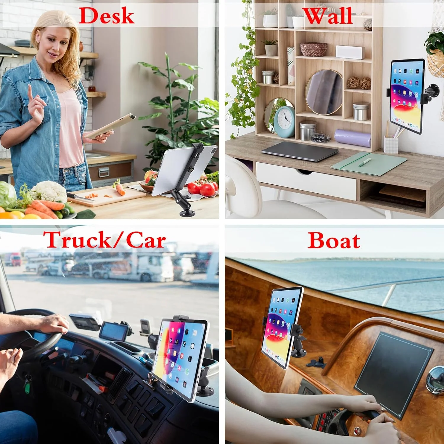 نگهدارنده تبلت آلومینیومی خودرو با پایه دریل سنگین، سازگار با آیپد پرو/مینی/تبلت سامسونگ گلکسی و سایر تبلت های 6.5 تا 13 اینچی، پایه تبلت برای کامیون، خودرو، داشبورد، دسکتاپ، دیوار نگهدارنده تبلت آلومینیومی خودرو با پایه دریل سنگین، سازگار با آیپد پرو/مینی/تبلت سامسونگ گلکسی و سایر تبلت های 6.5 تا 13 اینچی، پایه تبلت برای کامیون، خودرو، داشبورد، دسکتاپ، دیوار