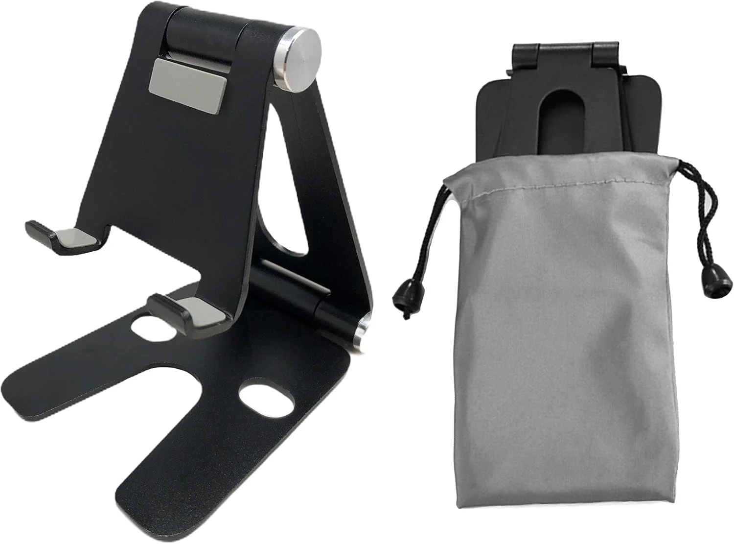 پایه نگهدارنده تبلت و موبایل، تاشو، قابل حمل، مناسب میز، تخت، اداره، مدرسه، آشپزخانه، مسافرت، قابل تنظیم در زوایای مختلف، آلومینیومی (مشکی)