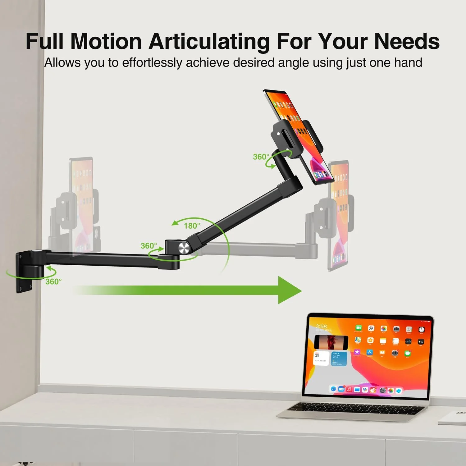 نگهدارنده دیواری تبلت با بازوی بلند elitehood، نگهدارنده دیواری تبلت آلومینیومی قابل گسترش برای استفاده در آشپزخانه منزل و محل کار، سازگار با آیپد پرو، ایر، گلکسی تب، کیندل، آیفون و تمام تبلت های 4.7-13 اینچی نگهدارنده دیواری تبلت با بازوی بلند elitehood، نگهدارنده دیواری تبلت آلومینیومی قابل گسترش برای استفاده در آشپزخانه منزل و محل کار، سازگار با آیپد پرو، ایر، گلکسی تب، کیندل، آیفون و تمام تبلت های 4.7-13 اینچی