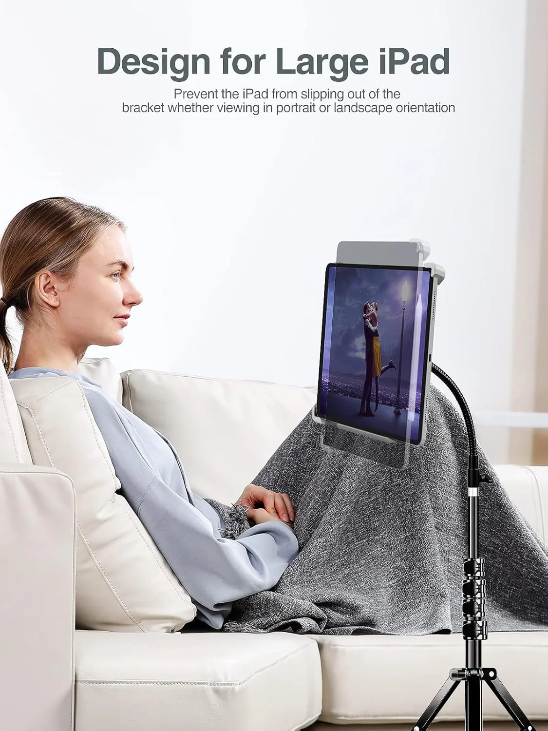 پایه رومیزی آیپد پرو Elitehood، سه پایه گردنی غازی 70 اینچی برای آیپد پرو 12.9 13 اینچ، ایر 13 11، نگهدارنده سه پایه فلزی سنگین برای تبلت های بزرگ 9.5-14.5 اینچی