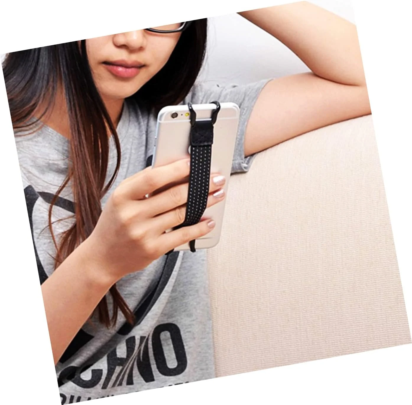 نگهدارنده تبلت بند نایلونی جهانی با دستگیره انگشتی برای کتابخوان الکترونیکی مشکی، پایه کشسان