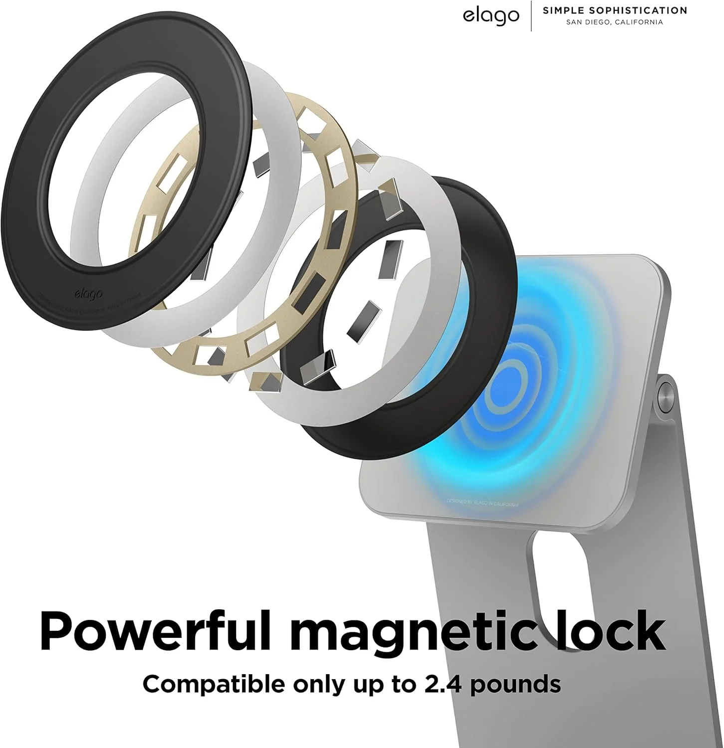 حلقه مغناطیسی الاگو برای آیپد و تمام تبلت‌ها با استیکر 3M، سازگار با پایه مغناطیسی آیپد الاگو - ضخامت باریک (2.7 میلی‌متر) / قفل مغناطیسی قدرتمند (تا 1.1 کیلوگرم) - یک عدد