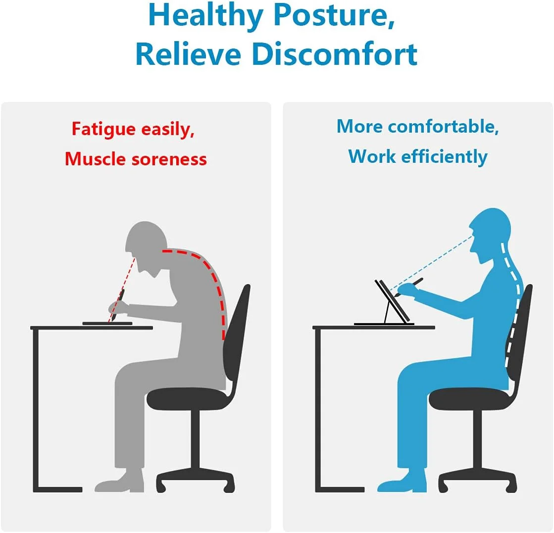 پایه تبلت طراحی، پایه تاشو لپ تاپ برای مانیتور طراحی، 9 سطح زاویه قابل تنظیم با نگهدارنده تلفن داخلی، برای تبلت طراحی 12-17 اینچی، مک بوک، لپ تاپ، آیپد، کتاب، تلفن