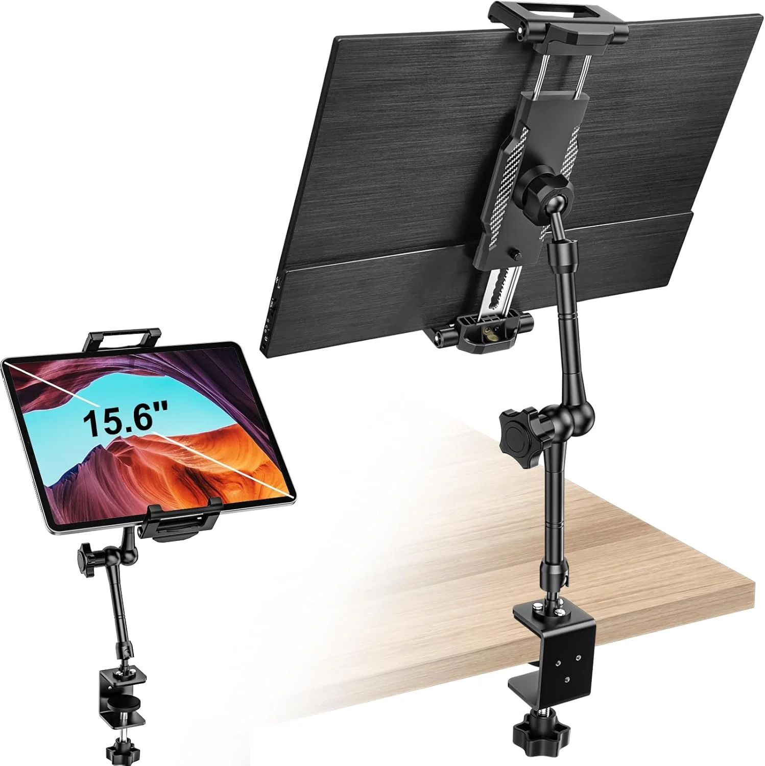 نگهدارنده مانیتور قابل حمل برای صفحه نمایش 15.6 اینچی، پایه گیره فلزی تبلت با بازوی قابل تنظیم 360 درجه برای آیپد پرو 13/12.9/11 ایر مینی 6.1-15.6 اینچی، مانیتور قابل حمل 13-15.6 اینچی، گلکسی نگهدارنده مانیتور قابل حمل برای صفحه نمایش 15.6 اینچی، پایه گیره فلزی تبلت با بازوی قابل تنظیم 360 درجه برای آیپد پرو 13/12.9/11 ایر مینی 6.1-15.6 اینچی، مانیتور قابل حمل 13-15.6 اینچی، گلکسی