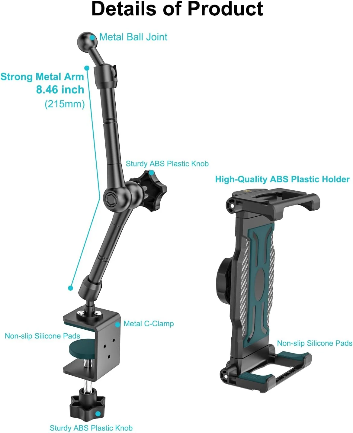 نگهدارنده مانیتور قابل حمل برای صفحه نمایش 15.6 اینچی، پایه گیره فلزی تبلت با بازوی قابل تنظیم 360 درجه برای آیپد پرو 13/12.9/11 ایر مینی 6.1-15.6 اینچی، مانیتور قابل حمل 13-15.6 اینچی، گلکسی نگهدارنده مانیتور قابل حمل برای صفحه نمایش 15.6 اینچی، پایه گیره فلزی تبلت با بازوی قابل تنظیم 360 درجه برای آیپد پرو 13/12.9/11 ایر مینی 6.1-15.6 اینچی، مانیتور قابل حمل 13-15.6 اینچی، گلکسی