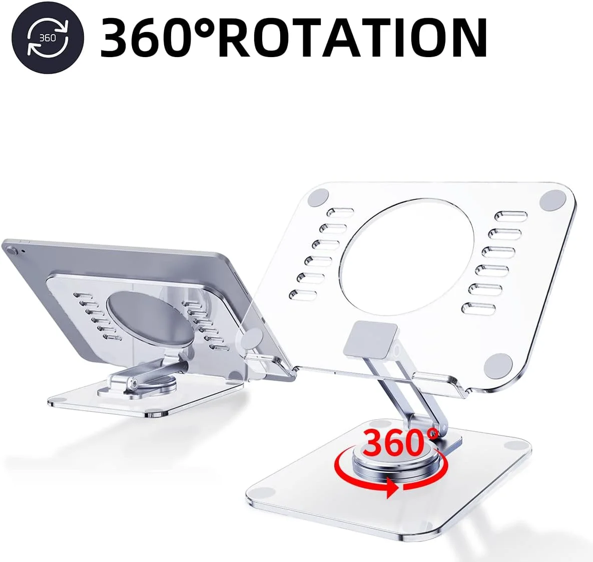 پایه تبلت آکریلیک چرخان 360 درجه، پایه رومیزی قابل تنظیم تاشو سازگار با آیپد پرو، ایر، مینی، کیندل، سرفیس پرو، گلکسی تب، تلفن، 4-13 اینچ، شفاف پایه تبلت آکریلیک چرخان 360 درجه، پایه رومیزی قابل تنظیم تاشو سازگار با آیپد پرو، ایر، مینی، کیندل، سرفیس پرو، گلکسی تب، تلفن، 4-13 اینچ، شفاف