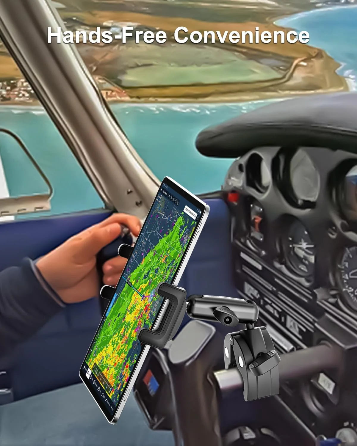 پایه نگهدارنده تبلت یوک، گیره یوک آیپد برای هواپیما، بازوی فلزی قابل تنظیم 360 درجه، نگهدارنده تبلت آموزش هوانوردی برای آیپد پرو 13 12.9 11، آیپد ایر مینی، گلکسی تب، آیفون، دستگاه 4-13 اینچی