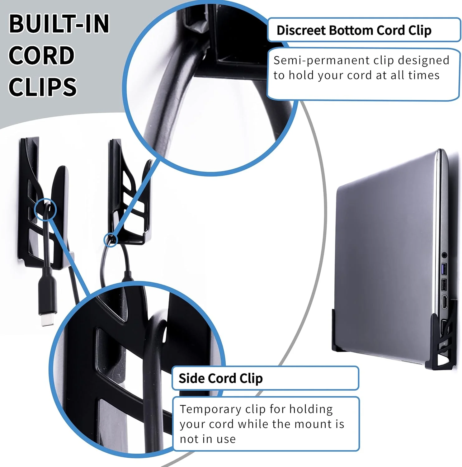 پایه دیواری Dockem Koala مدل 2XL: پایه نگهدارنده جهانی بدون آسیب رساندن یا با پیچ برای لپ‌تاپ‌ها، تبلت‌ها و تلفن‌های هوشمند با قاب‌های ضخیم‌تر (مشکی)