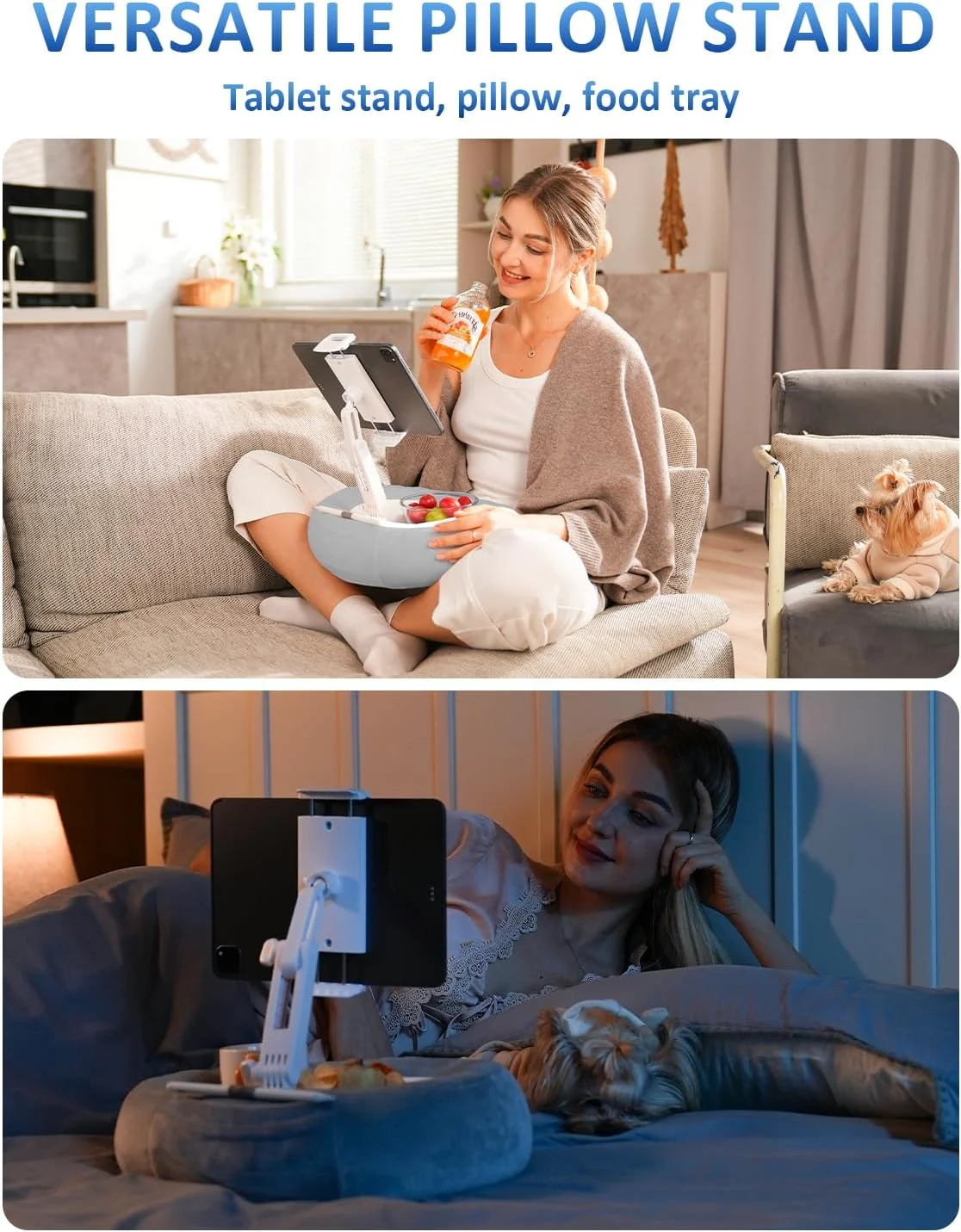 پایه تبلت و کتابخوان الکترونیکی با بالش نرم و دو سینی جداشدنی، نگهدارنده تبلت قابل تنظیم برای تخت یا روی پا سازگار با کیندل، کوبو، آیپد، آیفون، مانیتورهای قابل حمل و دستگاه های 4.7-16.1 اینچی (خاکستری) پایه تبلت و کتابخوان الکترونیکی با بالش نرم و دو سینی جداشدنی، نگهدارنده تبلت قابل تنظیم برای تخت یا روی پا سازگار با کیندل، کوبو، آیپد، آیفون، مانیتورهای قابل حمل و دستگاه های 4.7-16.1 اینچی (خاکستری)