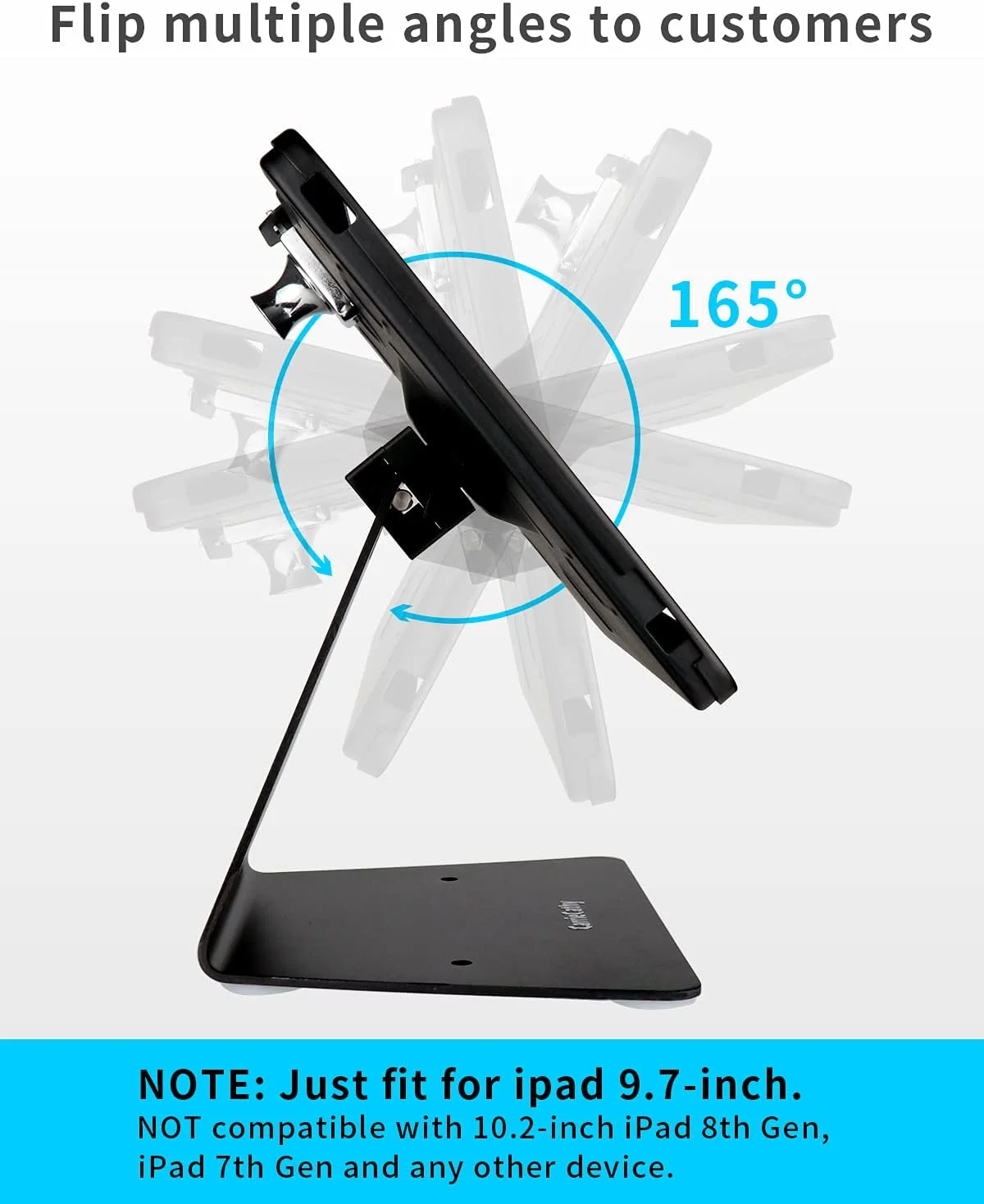 پایه رومیزی ضد سرقت کیوسک امنیتی POS با قفل و کلید، سازگار با آیپد 2، ایر، پرو، طراحی چرخشی، مشکی