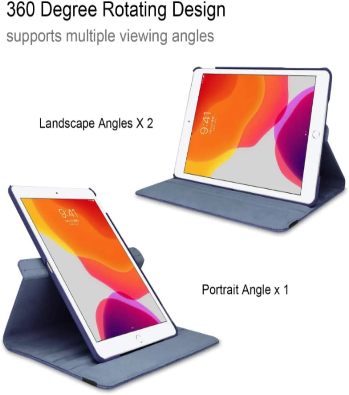 کیف محافظ آیپد پرو 9.7 اینچ مدل 2016 A1674 / A1673 چرخش 360 درجه، چرم هوشمند با قابلیت خواب/بیدار شدن خودکار (آبی)