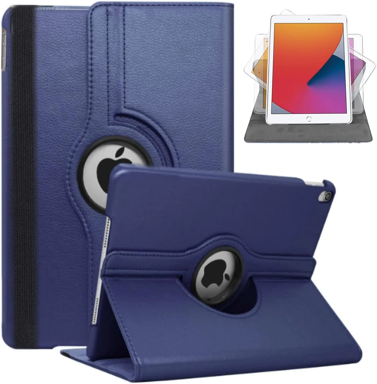 کیف محافظ آیپد پرو 9.7 اینچ مدل 2016 A1674 / A1673 چرخش 360 درجه، چرم هوشمند با قابلیت خواب/بیدار شدن خودکار (آبی)