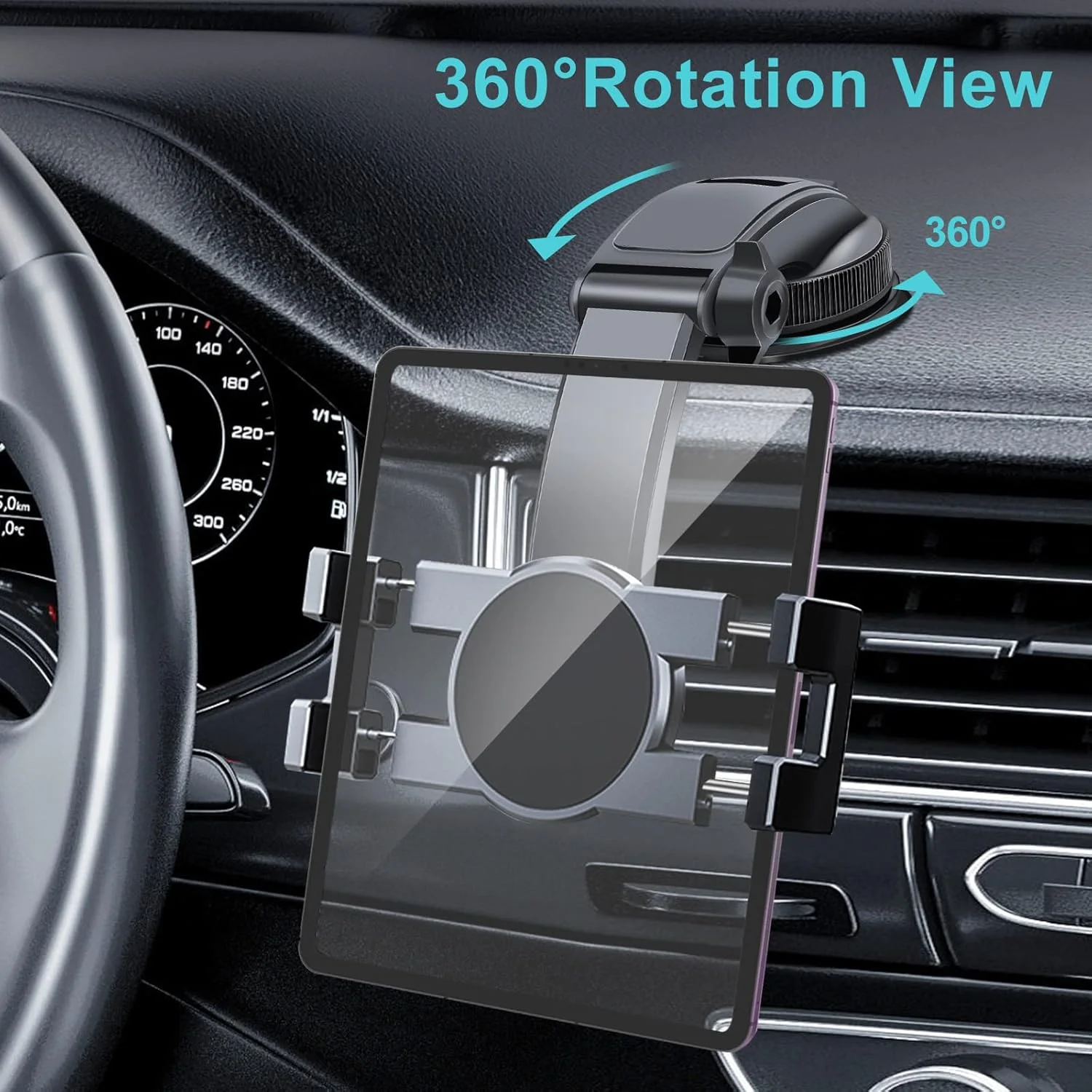 پایه نگهدارنده تبلت داشبورد خودرو، با قابلیت چرخش 360 درجه و مکنده قوی، مناسب برای آیپد پرو 12.9/9.7/11/10.5/Air/Mini 6 5 4 3، سامسونگ گلکسی تب، آیفون 17/16، تبلت و گوشی 4.7 تا 12.9 اینچ