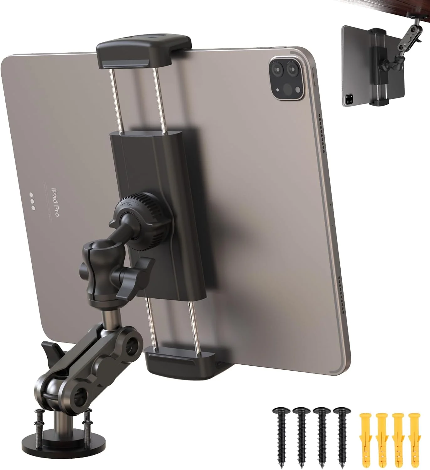 پایه تبلت برای داشبورد خودرو، پایه آلومینیومی سنگین با قابلیت چرخش 360 درجه برای کامیون، خودرو و وسایل نقلیه تجاری، قایق، دیوار، سازگار با تبلت/تلفن های 4.7 تا 12.9 اینچی پایه تبلت برای داشبورد خودرو، پایه آلومینیومی سنگین با قابلیت چرخش 360 درجه برای کامیون، خودرو و وسایل نقلیه تجاری، قایق، دیوار، سازگار با تبلت/تلفن های 4.7 تا 12.9 اینچی