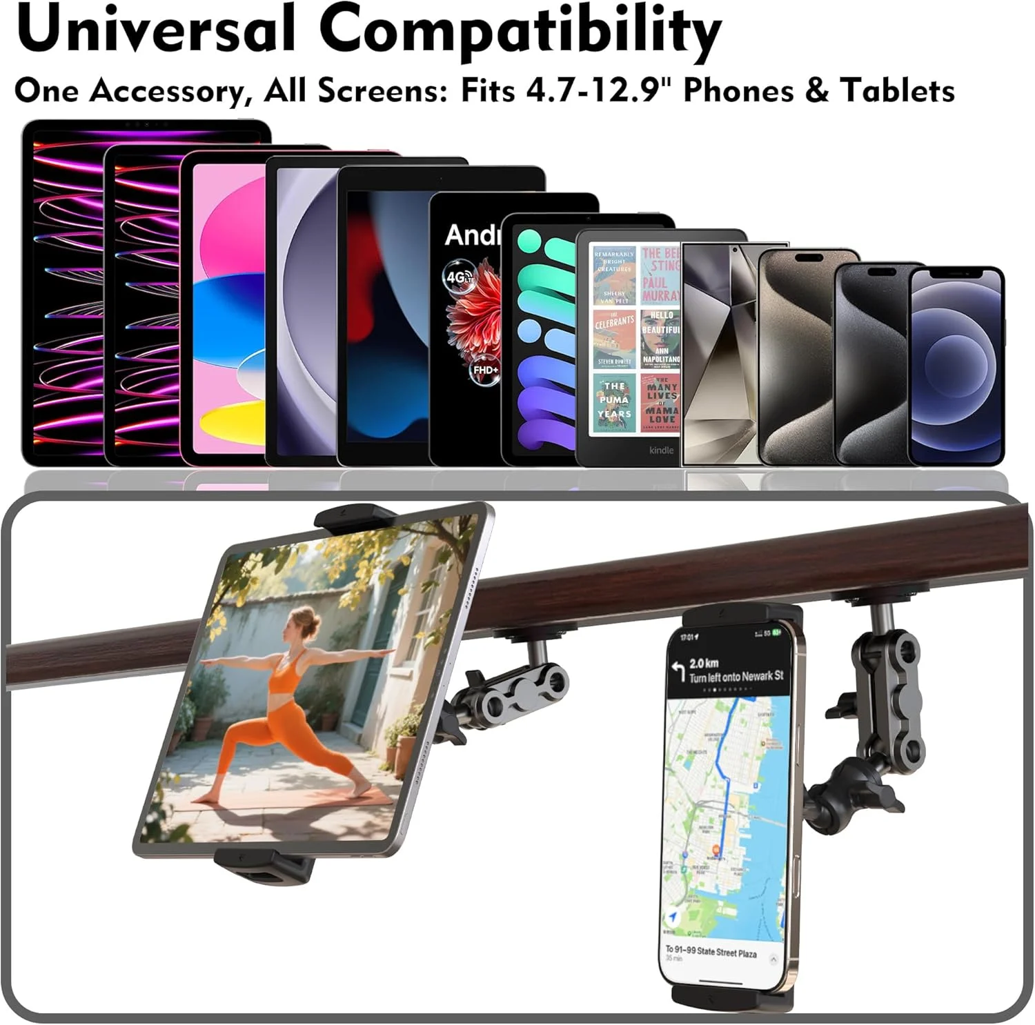 پایه تبلت برای داشبورد خودرو، پایه آلومینیومی سنگین با قابلیت چرخش 360 درجه برای کامیون، خودرو و وسایل نقلیه تجاری، قایق، دیوار، سازگار با تبلت/تلفن های 4.7 تا 12.9 اینچی پایه تبلت برای داشبورد خودرو، پایه آلومینیومی سنگین با قابلیت چرخش 360 درجه برای کامیون، خودرو و وسایل نقلیه تجاری، قایق، دیوار، سازگار با تبلت/تلفن های 4.7 تا 12.9 اینچی