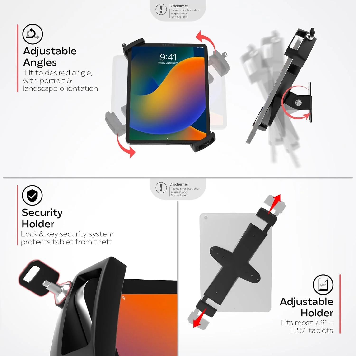 پایه دیواری تبلت CTA - پایه تبلت امنیتی جهانی برای میله ها و دیوارها - مناسب برای آیپد نسل دهم 10.9 اینچی - آیپد نسل 7/8/9 - آیپد پرو 1/2/3/4/5 - آیپد ایر 3 و 4 و تبلت های 8 تا 12.9 اینچی پایه دیواری تبلت CTA - پایه تبلت امنیتی جهانی برای میله ها و دیوارها - مناسب برای آیپد نسل دهم 10.9 اینچی - آیپد نسل 7/8/9 - آیپد پرو 1/2/3/4/5 - آیپد ایر 3 و 4 و تبلت های 8 تا 12.9 اینچی