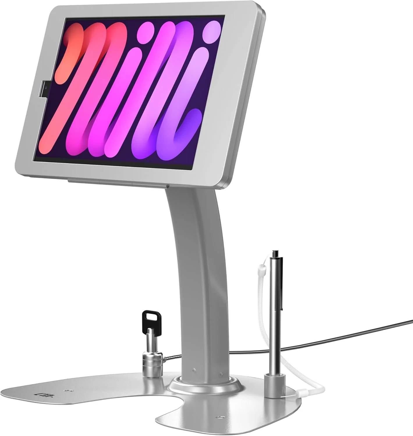 پایه رومیزی کیوسک آیپد CTA Digital با امنیت دوگانه، نقره ای، مناسب آیپد مینی 6 و 7، چرخش 360 درجه، قفل و کابل، مناسب فروشگاه ها، رستوران ها و غیره