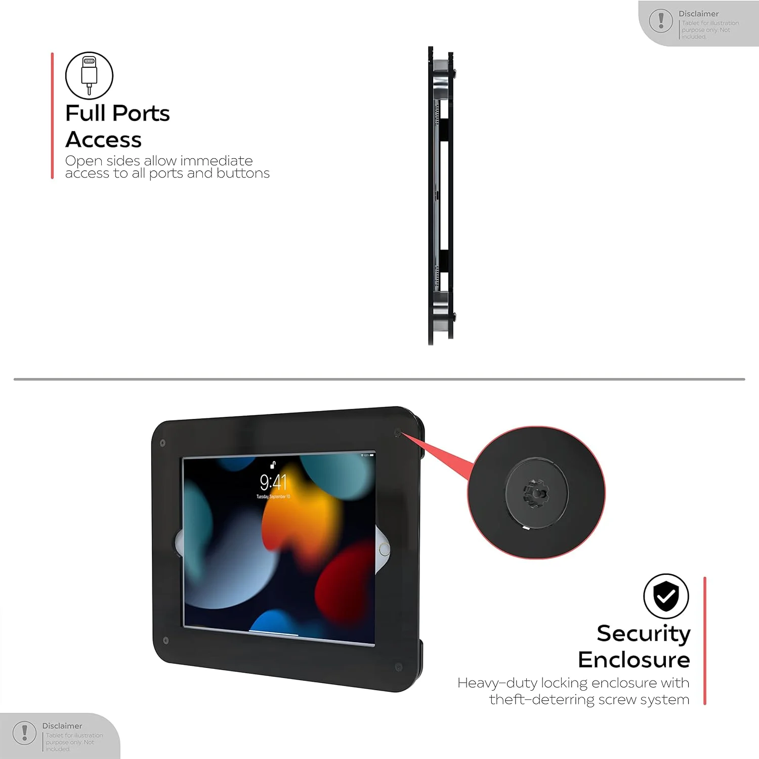 محفظه دیواری ضد سرقت آیپد از جنس اکریلیک – محفظه امن دیواری - آیپد 10.2 اینچ - آیپد ایر 3 - آیپد پرو 10.5 اینچ - مشکی - (PAD-ASVEB)