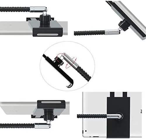 پایه نگهدارنده تبلت با گردن غازی انعطاف پذیر و پایه ثابت، پایه تبلت قابل تنظیم با چرخش 360 درجه برای آیپد، تلفن همراه در اندازه 3.5-9.7 اینچ، مشکی