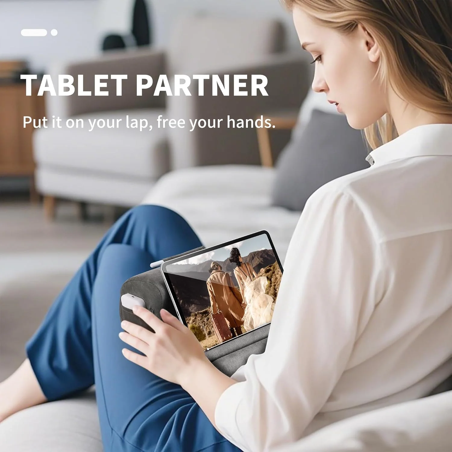 پایه نگهدارنده تبلت CreaDream، بالشتک تبلت برای آیپد، نگهدارنده تبلت برای تخت، دامان و میز با 3 زاویه دید، لوازم جانبی تبلت سازگار با تبلت های 4-13 اینچی، کیندل، گلکسی تب، کتابخوان الکترونیکی (خاکستری)