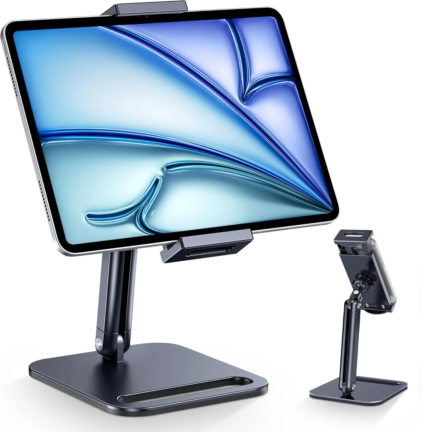 پایه تبلت CreaDream، نگهدارنده تبلت آلومینیومی سنگین برای میز با براکت چرخان 360 درجه قابل تنظیم، سازگار با آیپد پرو/ایر/مینی، گلکسی تب، سرفیس پرو، کیندل فایر 4.7''-13 اینچ، مشکی