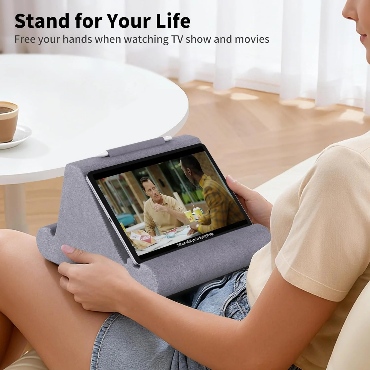 پایه نگهدارنده تبلت CreaDream، بالشت نرم برای لپ‌تاپ، پایه تبلت برای تخت با 3 زاویه دید، جیب، محل قرارگیری قلم، سازگار با آیپد پرو 13، 10.5، 9.7 ایر، مینی، گلکسی تب، کتابخوان الکترونیکی