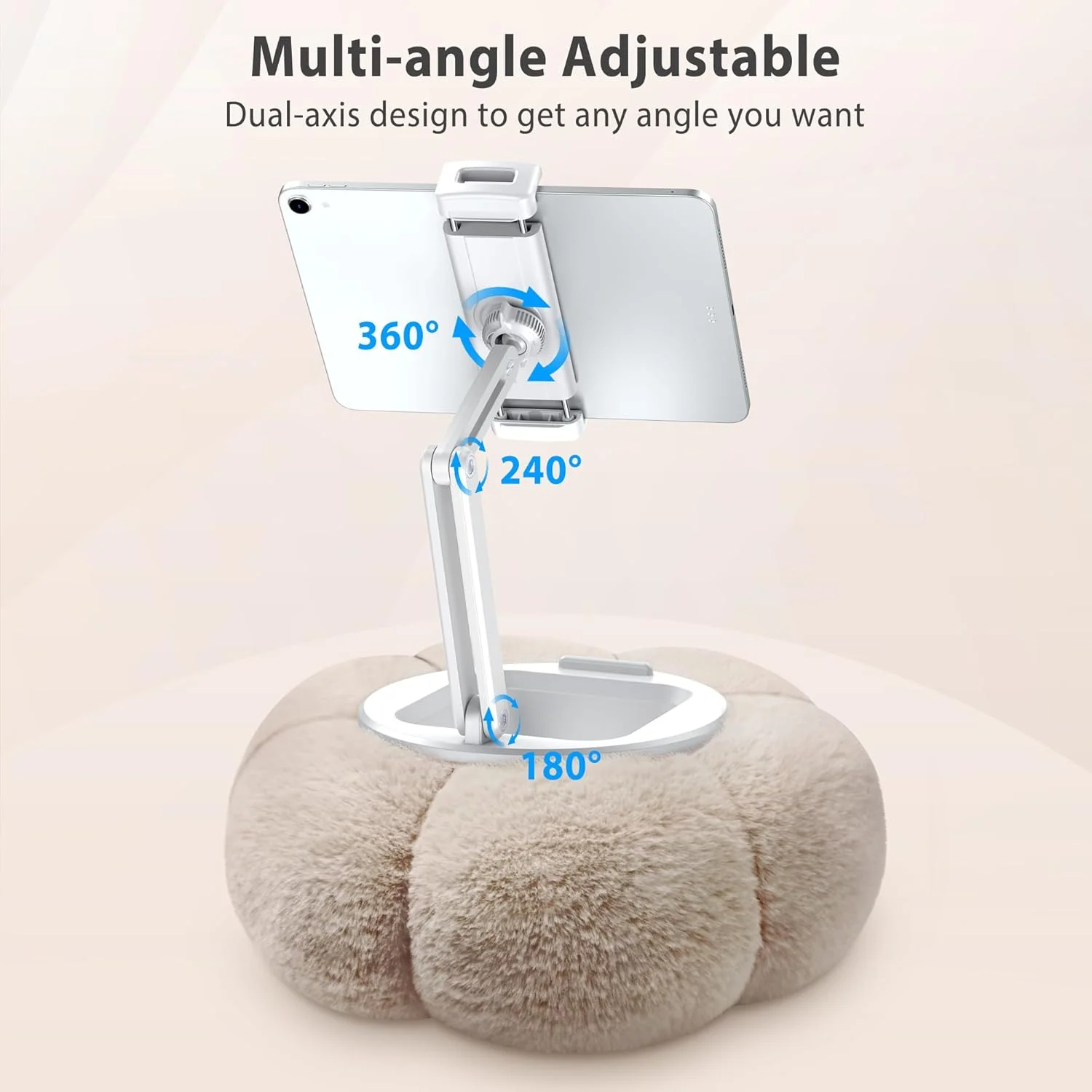 پایه نگهدارنده تبلت کدو تنبل CreaDream برای کیندل آیپد، پایه بالشتی قابل تنظیم تلفن برای تخت، سازگار با تبلت 4.7 تا 13 اینچی، آیپد، آیفون، تب های سامسونگ، کیندل، دارای کاسه تنقلات جداشدنی