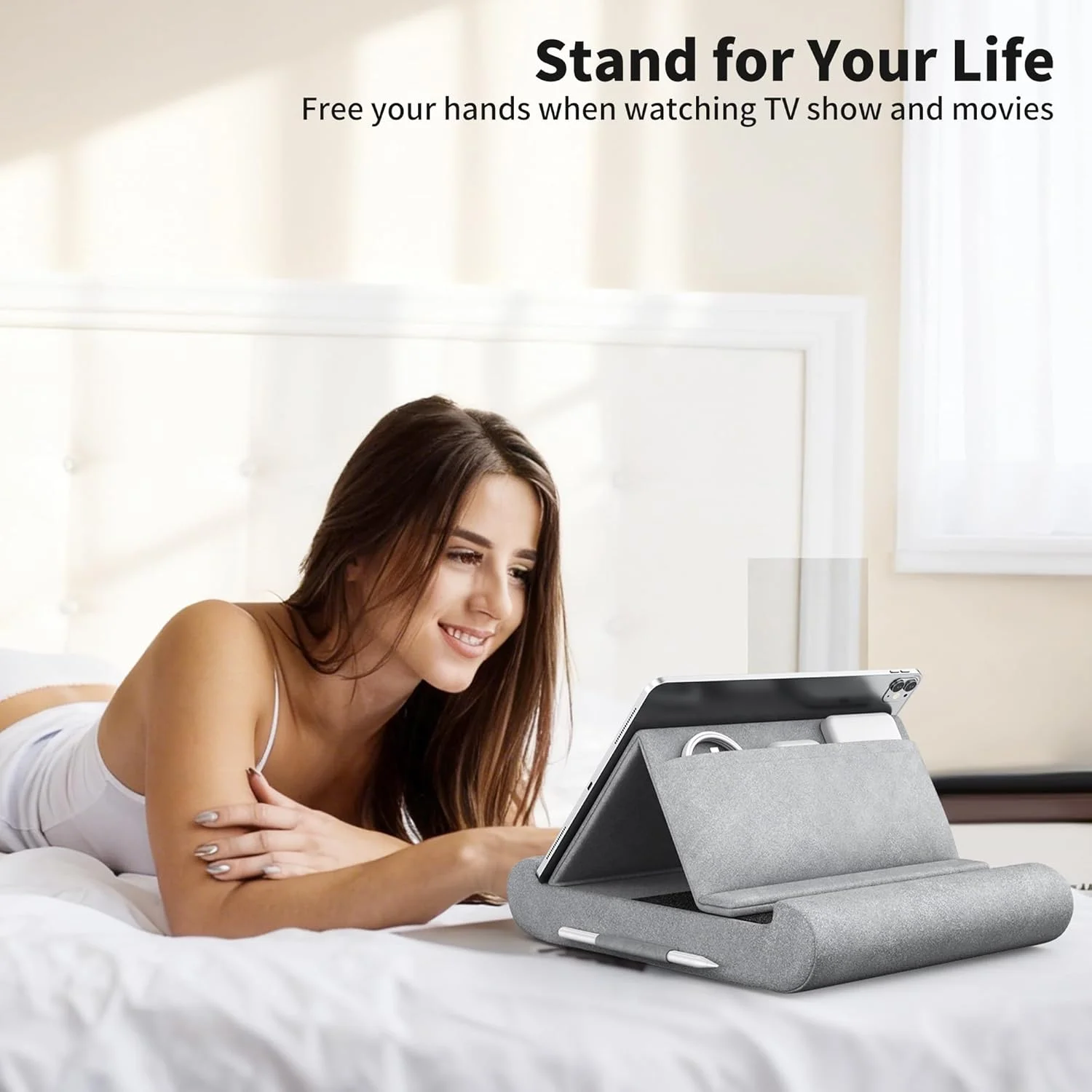 پایه نگهدارنده تبلت CreaDream، نگهدارنده تبلت تاشو برای لپ، تخت و میز، پد بالشتی نرم با جیب و محل قرارگیری قلم، برای تبلت های 4-13 اینچی، مانند آیپد پرو 11، 13، ایر، مینی، کیندل، گلکسی تب، خاکستری پایه نگهدارنده تبلت CreaDream، نگهدارنده تبلت تاشو برای لپ، تخت و میز، پد بالشتی نرم با جیب و محل قرارگیری قلم، برای تبلت های 4-13 اینچی، مانند آیپد پرو 11، 13، ایر، مینی، کیندل، گلکسی تب، خاکستری