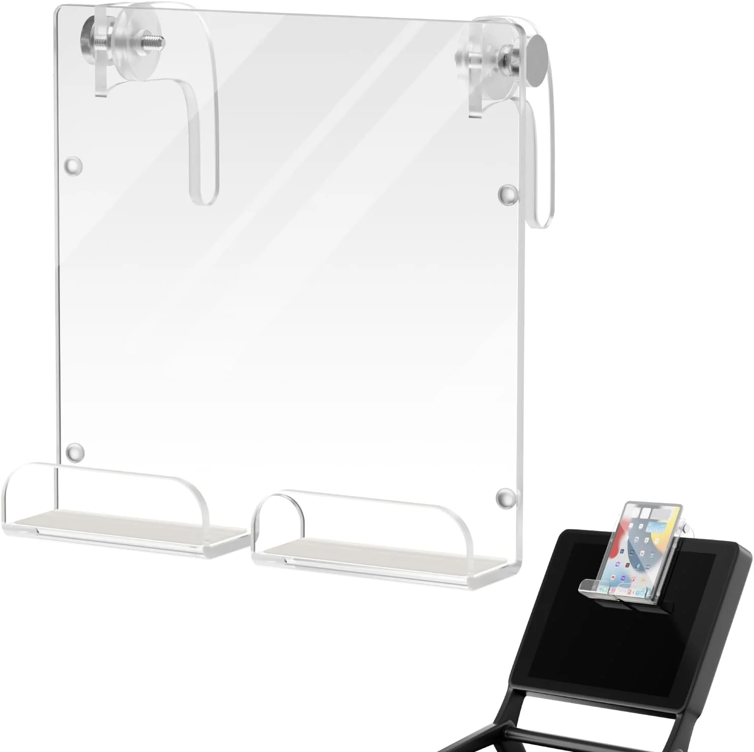 پایه تبلت و تلفن همراه Cosmos مناسب برای دوچرخه ورزشی و تردمیل، قفسه اکرلیک برای آیپد، دوچرخه باشگاه و نگهدارنده کتاب A5، گیره های قابل تنظیم با پدهای ضد لغزش