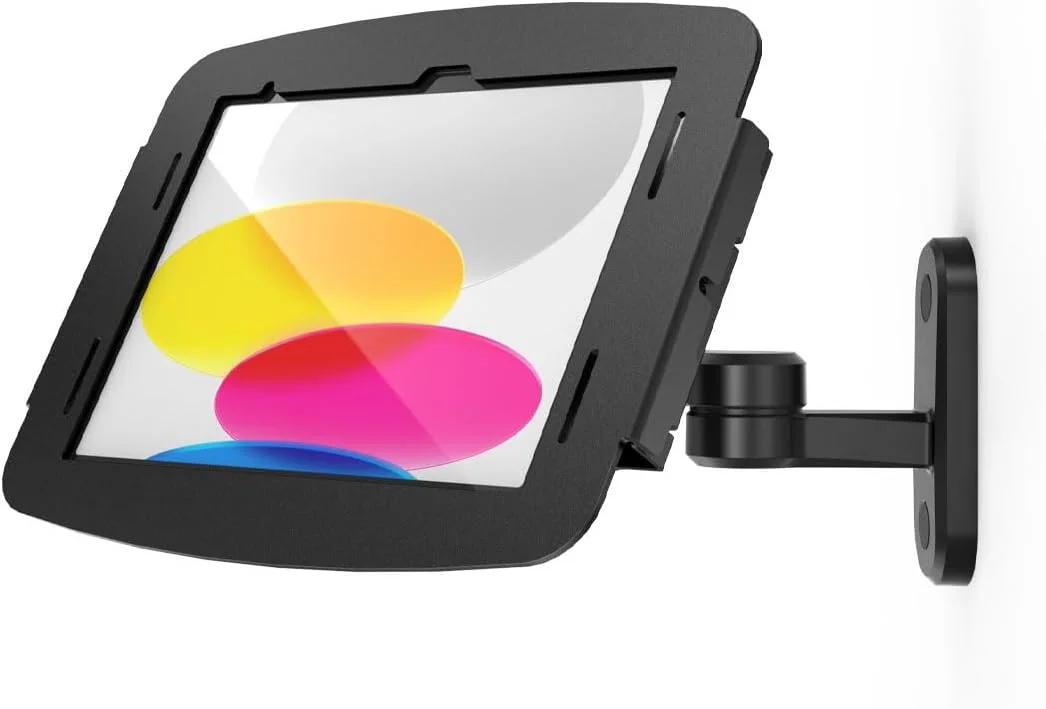 محفظه فضایی آیپد نسل دهم-یازدهم (A16) Compulocks با پایه دیواری چرخشی مشکی، نگهدارنده دیواری آیپد، نمایشگر چند منظوره، ایده آل برای استفاده در دفتر، خرده فروشی و تجاری