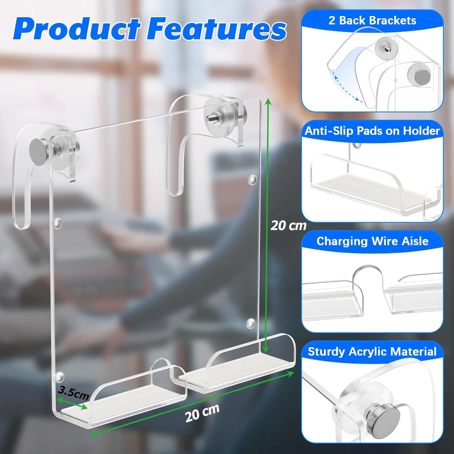 پایه تبلت و تلفن همراه Cosmos مناسب برای دوچرخه ورزشی و تردمیل، قفسه اکرلیک برای آیپد، دوچرخه باشگاه و نگهدارنده کتاب A5، گیره های قابل تنظیم با پدهای ضد لغزش