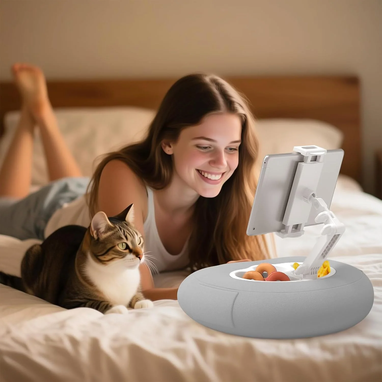 پایه نگهدارنده تبلت و موبایل مناسب برای انواع گوشی و تبلت 4.7 تا 10 اینچی، مناسب برای تخت و مبل، ابزاری جادویی برای افراد تنبل و کاهش فشار گردن