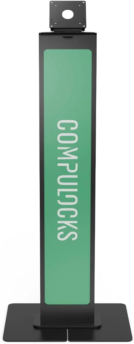 پایه ایستاده زمینی VESA با قابلیت برندسازی Compulocks – پایه نمایشگر ایمن و مستقل برای تبلت‌ها و آیپدها تا 32 اینچ، ایده‌آل برای خرده‌فروشی، نمایشگاه‌ها و رویدادها – مشکی