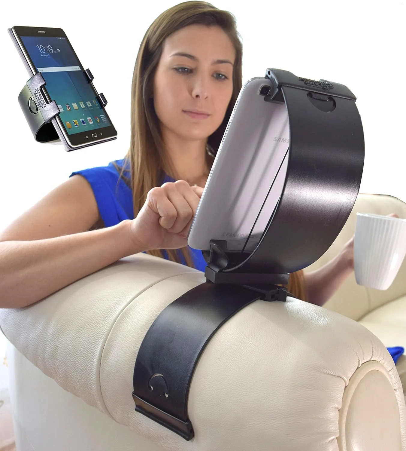 پایه نگهدارنده تبلت و موبایل یونیورسال مناسب مبل، تخت، ماشین، آشپزخانه، پا، دفتر، هواپیما، بالش - مناسب دستگاه های 3 تا 12 اینچ (مشکی)