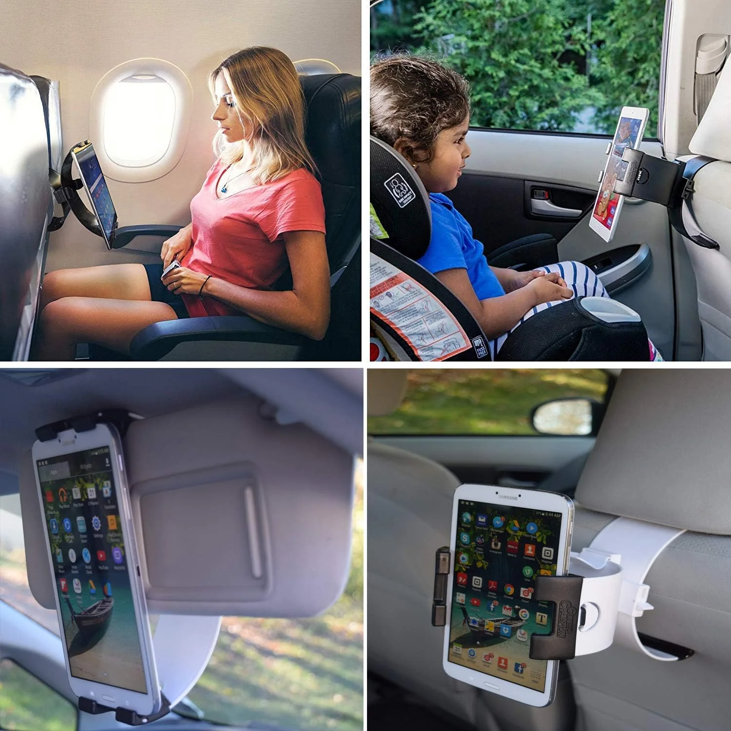 پایه نگهدارنده تبلت و موبایل یونیورسال مناسب مبل، تخت، ماشین، آشپزخانه، پا، دفتر، هواپیما، بالش - مناسب دستگاه های 3 تا 12 اینچ (مشکی)