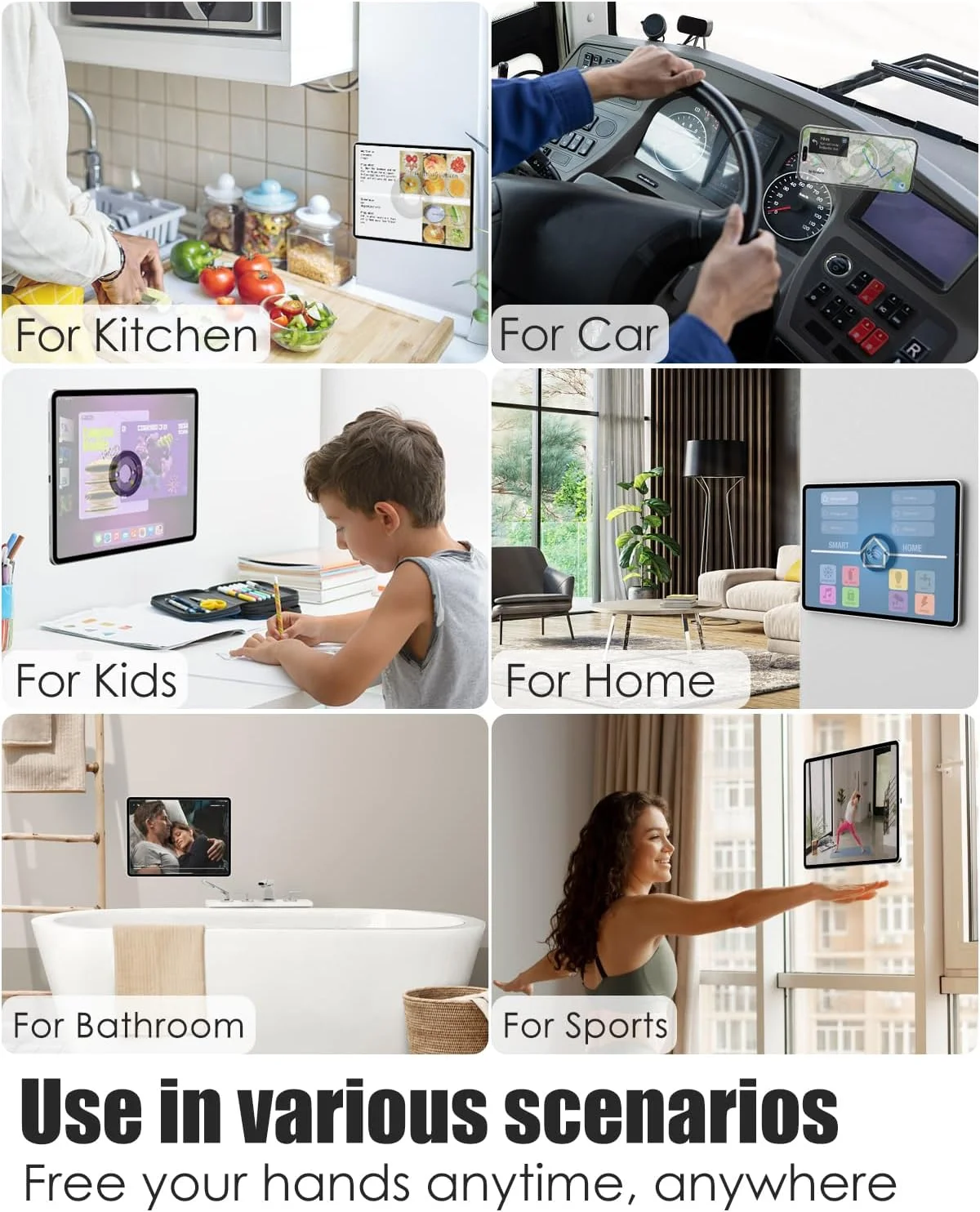 نگهدارنده تبلت دیواری مغناطیسی فلزی Charchendo بسته 2 عددی [چسب اسفنجی قوی]، پایه نگهدارنده تبلت با پایه دریل و سیلیکون ضد لغزش، سازگار با آیپد پرو/ایر/مینی 4-13 اینچی، آیفون، گلکسی زد، کتاب الکترونیکی