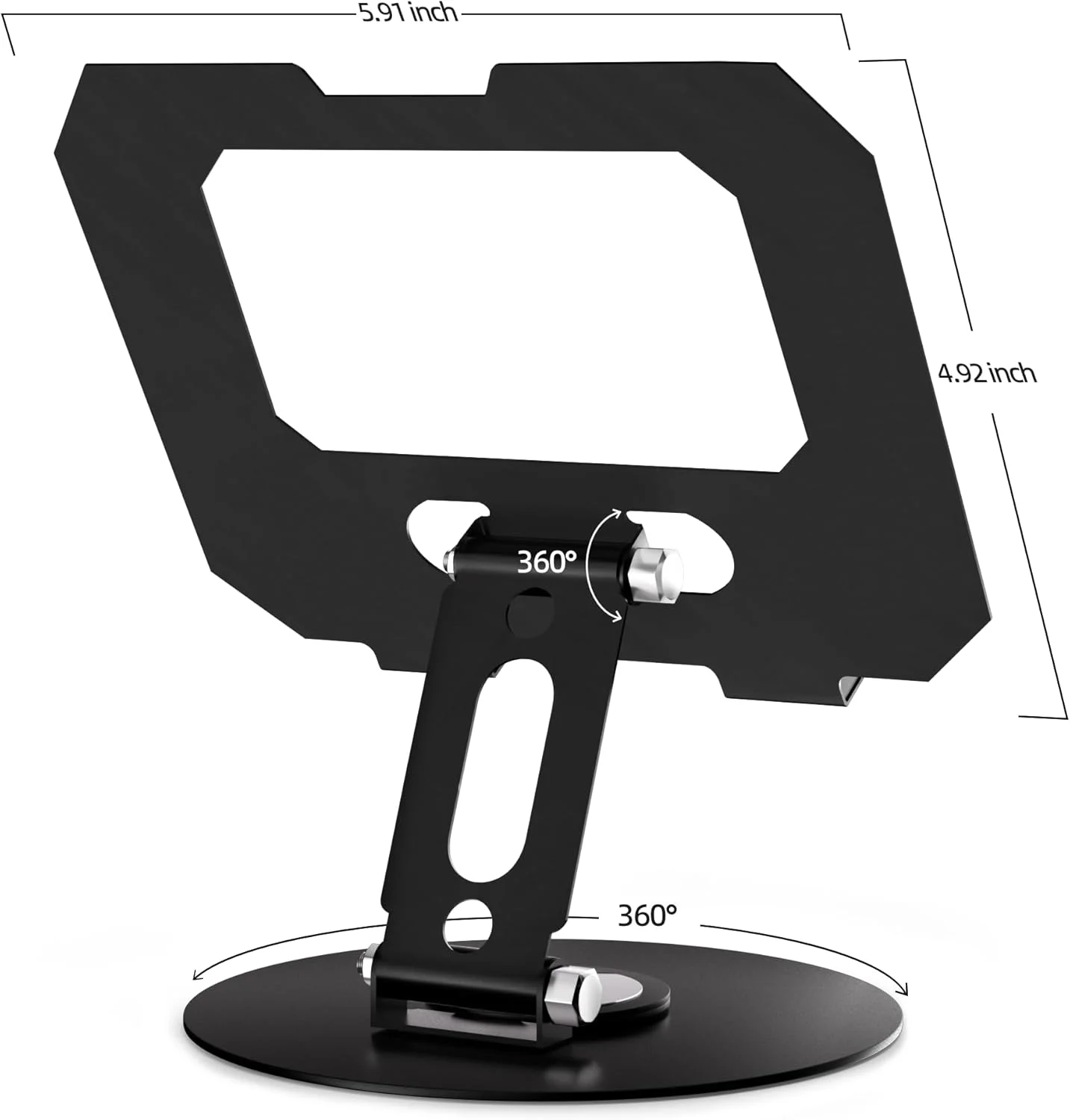 پایه تبلت با پایه چرخان 360 درجه و ارتفاع قابل تنظیم، پایه رومیزی تاشو و بادوام برای آیپد، کیندل و تلفن های هوشمند، صرفه جویی در فضا
