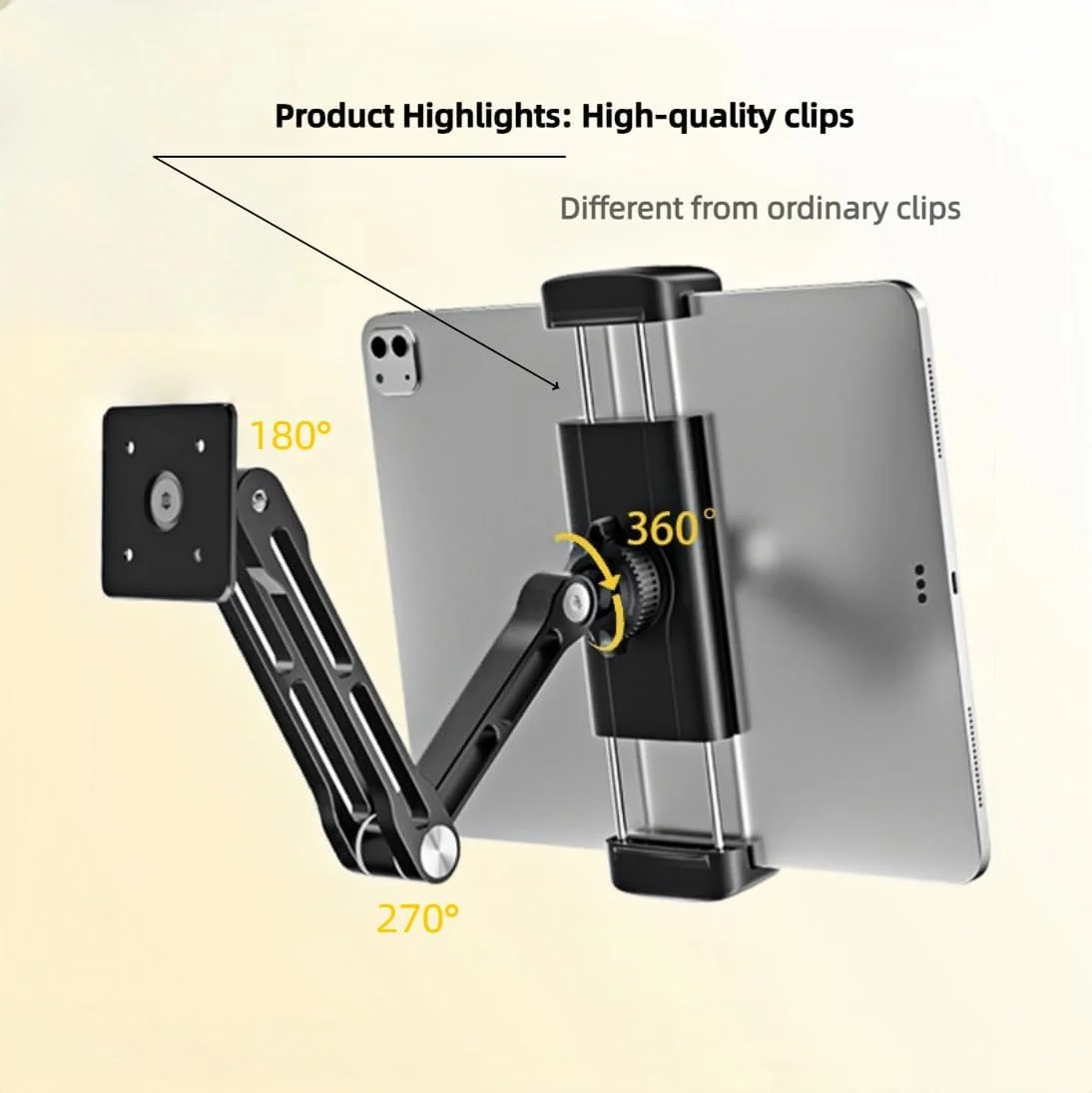 پایه دیواری تبلت Chapter Seven، بازوی نگهدارنده قابل تنظیم و افزایش طول، چرخش 360 درجه و تاشو، مناسب برای آیپد پرو ایر مینی، گلکسی تب، و تمام گوشی ها و تبلت های 4.7-13 اینچی