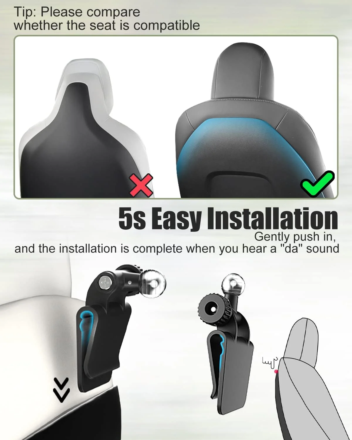 نگهدارنده تبلت و گوشی Charchendo برای تکیه گاه سر صندلی خودرو تسلا مدل Y و مدل 3، دارای سر توپی فلزی، مناسب برای دستگاه‌های 4 تا 13 اینچی، نگهدارنده آیپد صندلی عقب خودرو، قابل تنظیم برای مسافرت کودکان، مناسب برای آیپد 12.9، تبلت، گوشی، سوییچ، فایر HD 10