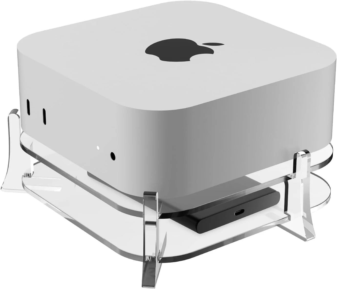 پایه مک مینی M4 با جایگاه SSD اکسترنال، هولدر رومیزی اکریلیک شفاف برای مک مینی M4/M4 پرو 2024، خنک کننده بهبود یافته، دسترسی آسان به دکمه پاور و طراحی سازماندهی میز