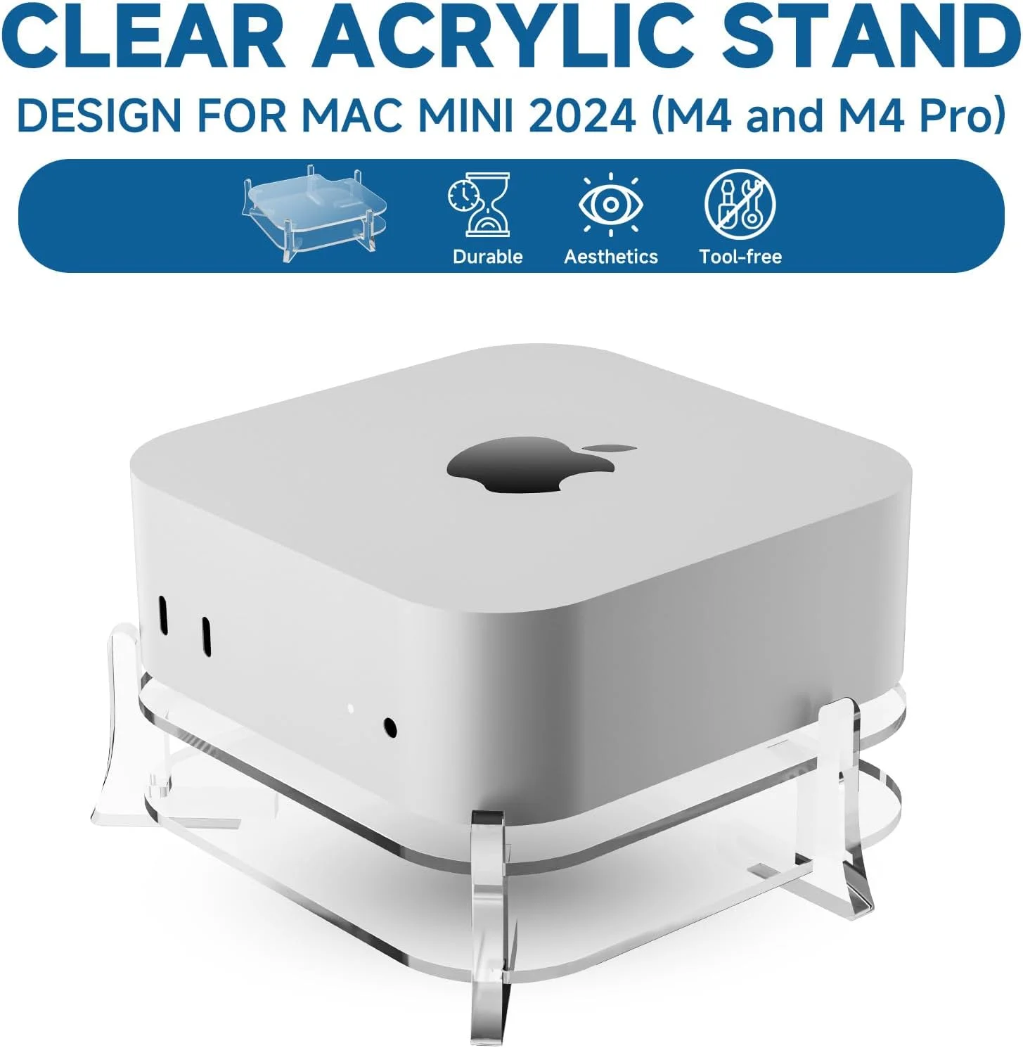 پایه مک مینی M4 با جایگاه SSD اکسترنال، هولدر رومیزی اکریلیک شفاف برای مک مینی M4/M4 پرو 2024، خنک کننده بهبود یافته، دسترسی آسان به دکمه پاور و طراحی سازماندهی میز پایه مک مینی M4 با جایگاه SSD اکسترنال، هولدر رومیزی اکریلیک شفاف برای مک مینی M4/M4 پرو 2024، خنک کننده بهبود یافته، دسترسی آسان به دکمه پاور و طراحی سازماندهی میز