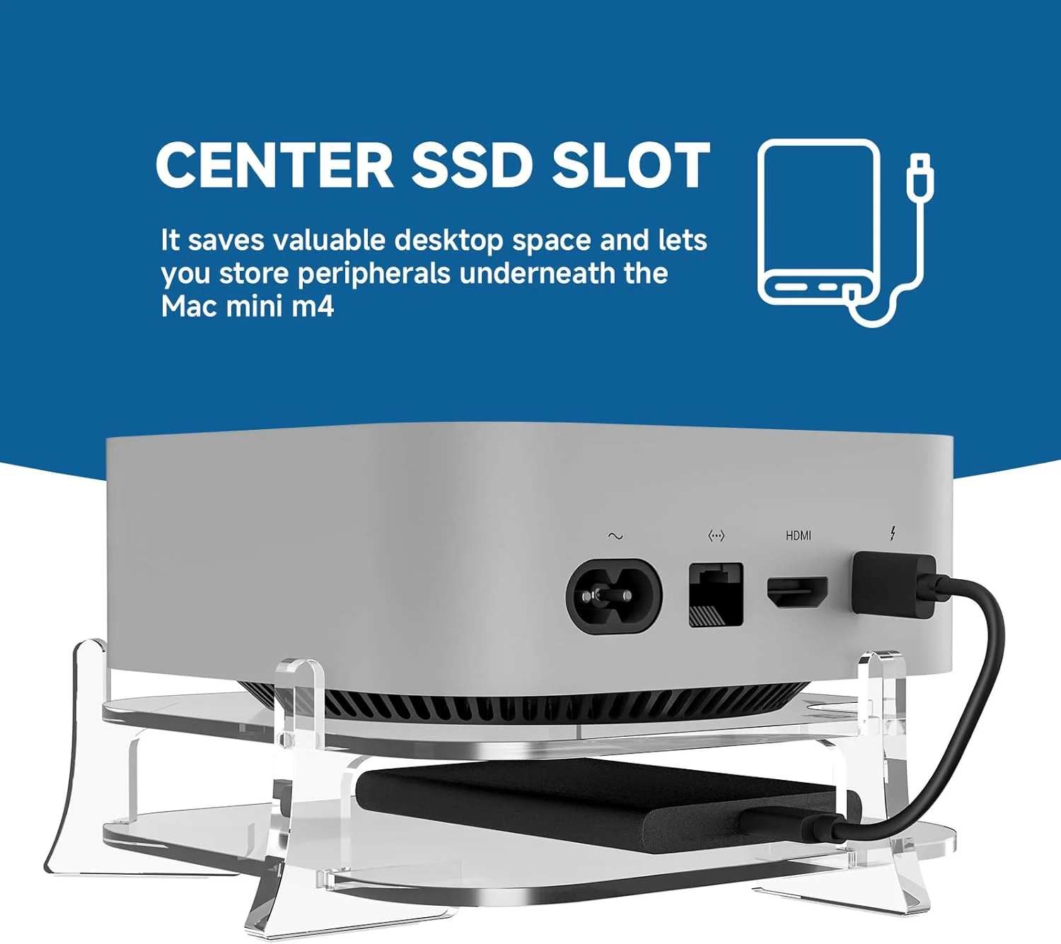پایه مک مینی M4 با جایگاه SSD اکسترنال، هولدر رومیزی اکریلیک شفاف برای مک مینی M4/M4 پرو 2024، خنک کننده بهبود یافته، دسترسی آسان به دکمه پاور و طراحی سازماندهی میز پایه مک مینی M4 با جایگاه SSD اکسترنال، هولدر رومیزی اکریلیک شفاف برای مک مینی M4/M4 پرو 2024، خنک کننده بهبود یافته، دسترسی آسان به دکمه پاور و طراحی سازماندهی میز