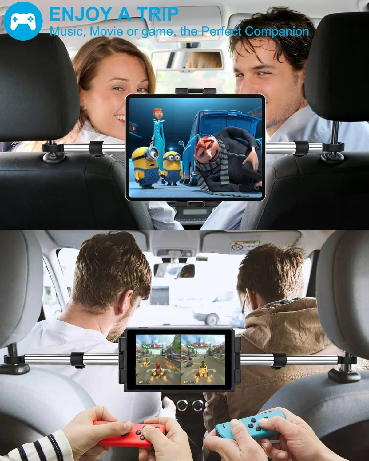 نگهدارنده تبلت صندلی خودرو وولیی - [ضد لرزش و کشویی] نگهدارنده تبلت صندلی عقب خودرو برای کودکان، مناسب برای آیپد پرو ایر مینی، گلکسی تب، کیندل فایر، سوییچ، آیفون، دستگاه های 4.7-13 اینچی