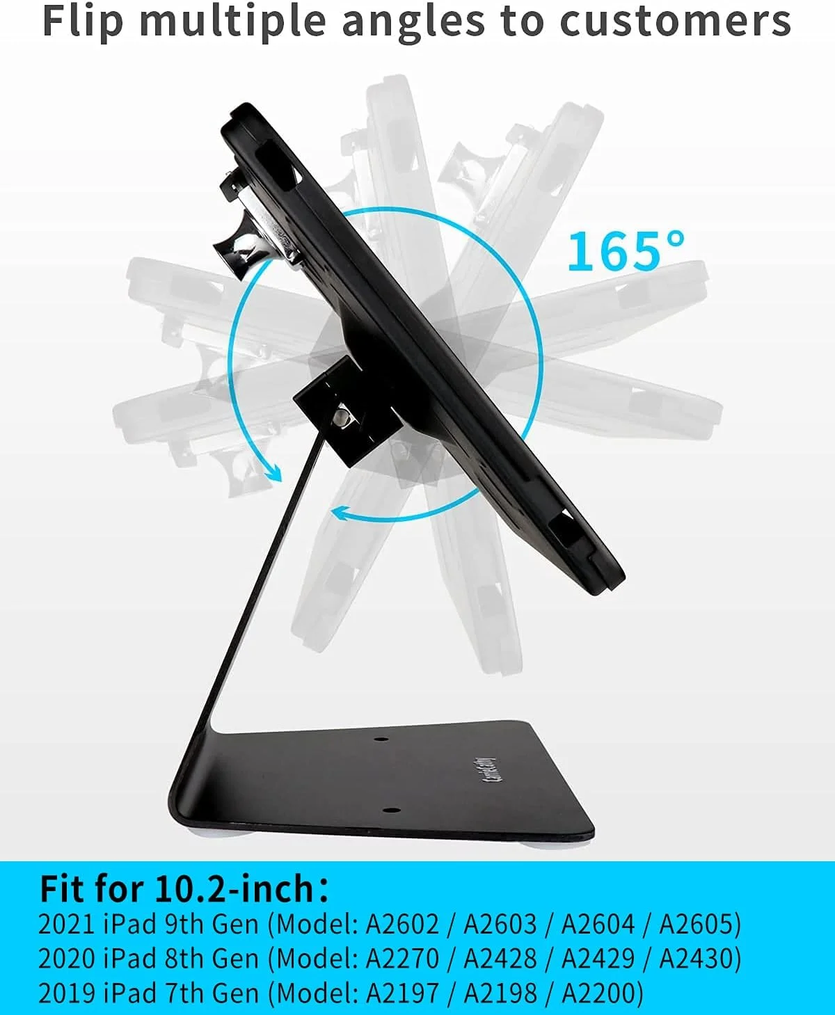 پایه رومیزی ضد سرقت کیوسک امنیتی برای آیپد 10.2 اینچی نسل 7، 8 و 9 (مدل 2019، 2020، 2021) با طراحی چرخش 360 درجه