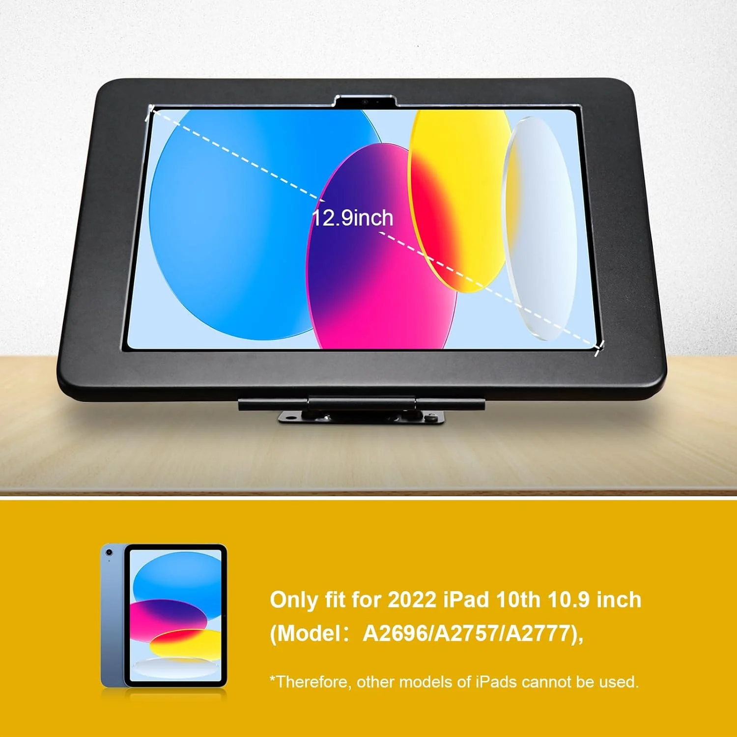 پایه دیواری ضد سرقت کیوسک امنیتی POS برای آیپد 10.9 اینچی نسل دهم 2022، چرخش و تاشو پایه دیواری ضد سرقت کیوسک امنیتی POS برای آیپد 10.9 اینچی نسل دهم 2022، چرخش و تاشو