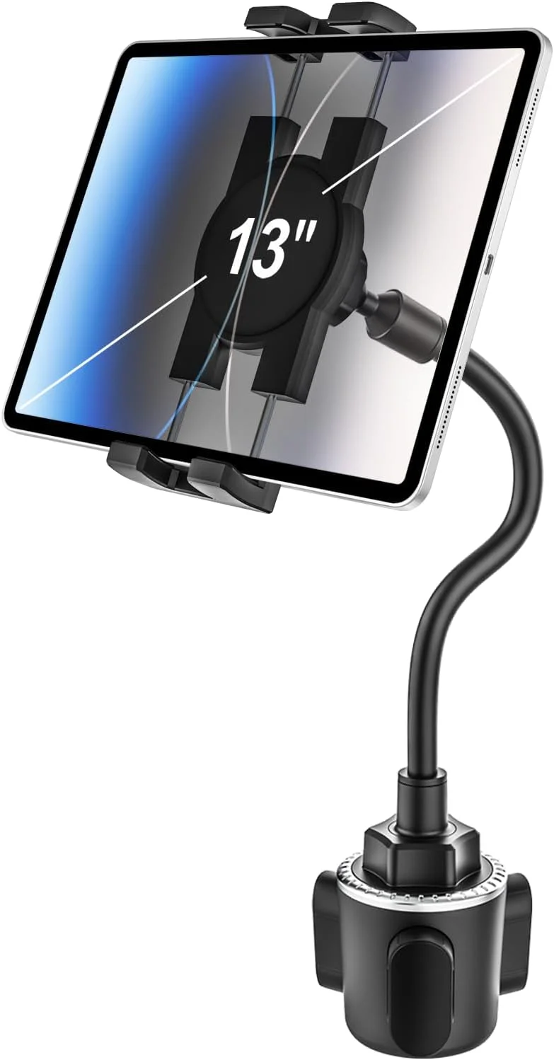 پایه نگهدارنده تبلت فنجانی خودرو وولیی، بازوی گردن غازی 10.5 اینچی قابل تنظیم، سازگار با آیپد پرو/ایر/مینی، گلکسی تب/زد فولد، فایر اچ دی، آیفون، تلفن های همراه و تبلت های 4.7-13 اینچی